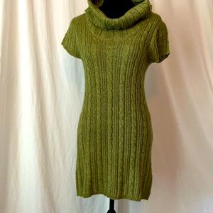 Olive green sweater midi dress